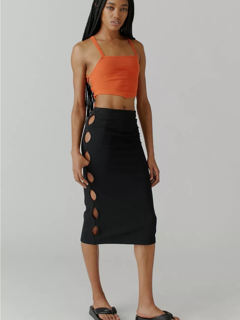 Urban Outfitters UO Jesse Knit Side Cutout Midi Skirt